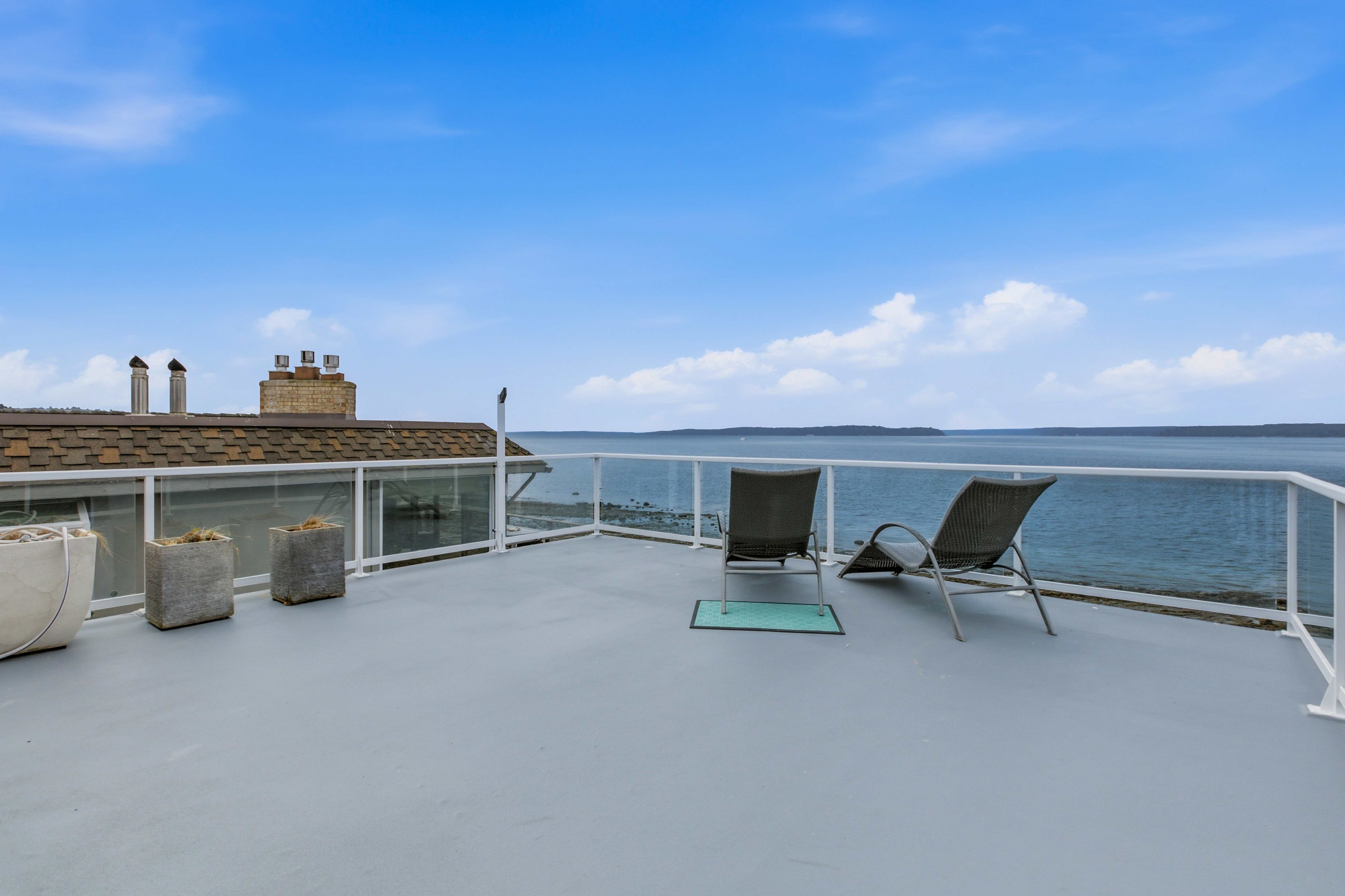 Rooftop deck with Puget Sound waterfront views